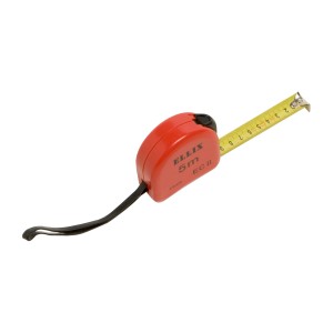 Rotes Taschenbandmaß (5 m) von ELLIX, ein praktisches Messwerkzeug für Heimwerker.