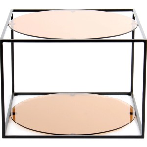 Kayoom Beistelltisch Cody, Terra-Schwarz, mit Glasplatten. Moderner Couchtisch, quadratisches Design.
