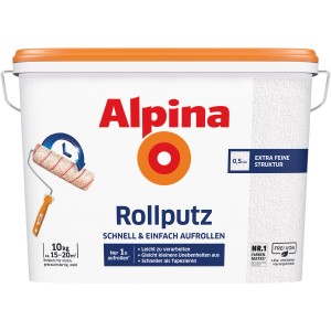 Weißer Alpina Rollputz 10kg für strukturierte Wände. Effektputz zum einfachen Aufrollen im Innenbereich.
