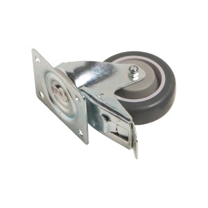 Transport-Lenkrolle mit Gummirad, Ø 100mm, Feststeller, 150kg Traglast.