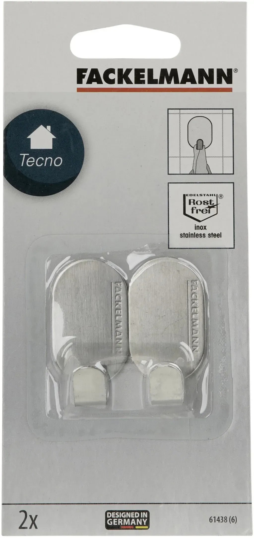 Fackelmann Klebehaken Aus Edelstahl – 3 Stück, Rund, Silber, 3,7 X 3 Cm, Ohne Bohren