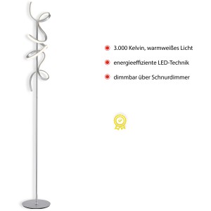 Moderne LED-Stehlampe "Curls" von Just Light aus Stahl, dimmbar, Höhe 53 cm.