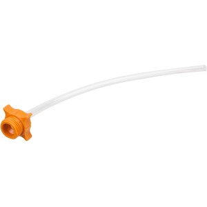 Worx Flaschenadapter WA4038 für HydroShot Hochdruckreiniger, orangefarbener Flaschenaufsatz mit Schlauch.