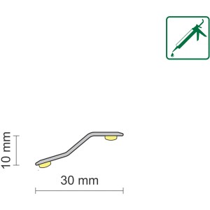 Übergangsprofil simple-fix, 30x11x900 mm, selbstklebend, silber eloxiertes Aluminium.