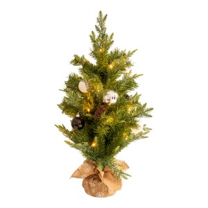 LED Deko Weihnachtsbaum, 70 cm, mit Kugeln und warmweißen Lichtern für Innen.