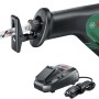 Bosch Akku-Säbelsäge AdvancedRecip 18 mit Akku, Ladegerät und Sägeblatt.