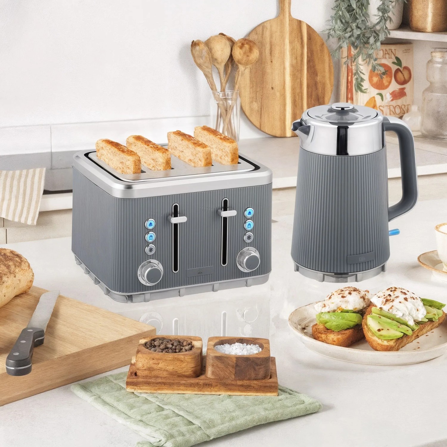 HOMCOM Wasserkocher-Toaster-Set Edelstahl Kunststoff 21,2L x 15,5B x 25,5H cm Grau kaufen bei OBI