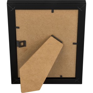 Rückansicht: Schwarzer MDF-Bilderrahmen 13x18 cm mit Aufsteller.