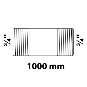 Kirchhoff Rohrdoppelnippel, verzinkt, 26,4 mm (3/4 AG) x 1000 mm, für Temperguss-Fittings.
