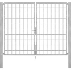 Feuerverzinktes Doppeltor Flexo Plus 250x200 cm mit Pfosten für Gartenzaun.