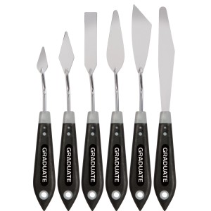 Daler-Rowney Palettenmesser-Set mit 6 Malspachteln in verschiedenen Formen.