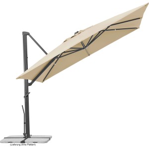 Naturfarbener Schneider Ampelschirm, 358x300 cm, mit Dreh- und Neigungsfunktion für flexiblen Sonnenschutz.