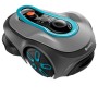 Gardena Mähroboter Sileno Smart Free 800: Grauer Rasenroboter mit blauen Akzenten und Bedienelementen.