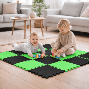 LittleTom Baby & Kinder Puzzlematte 30 x 30 cm 18 Stück Schwarz & Hellgrün