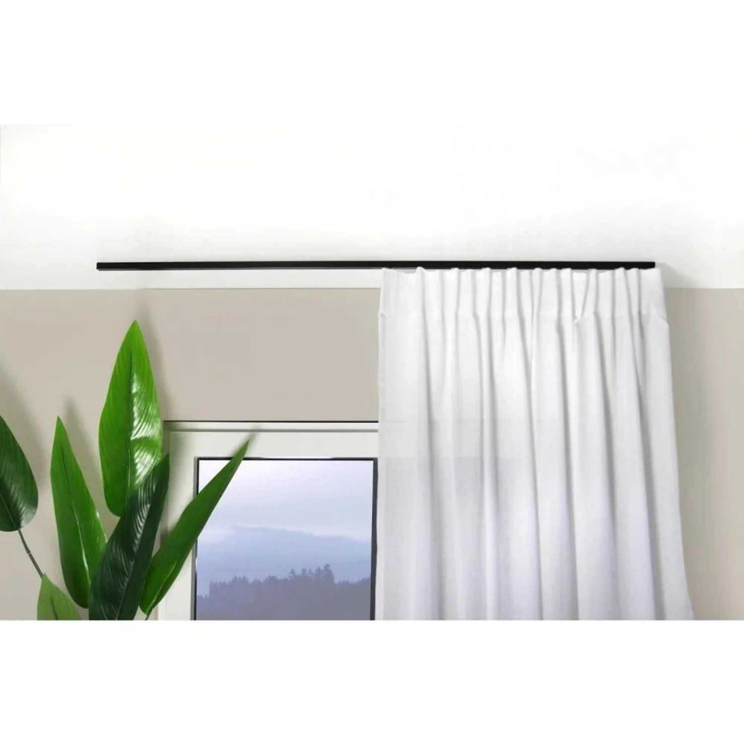 Deco-Raum Gardinenschiene nach Maß 1-Lauf Square Schwarz 210cm_3