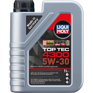 Liqui Moly Top Tec 4300 5W-30 Motoröl im 1 Liter Gebinde für Benzin- und Dieselmotoren.