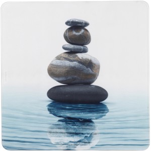Wenko Duscheinlage Meditation blau-grau mit Steinmotiv und Anti-Rutsch-Struktur.