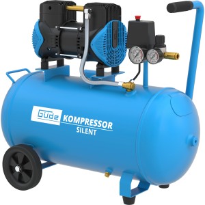 Blauer Güde Airpower Silent 270/8/50 Kompressor mit 50L Tank und Tragegriff.