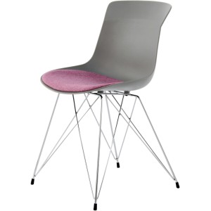 Kayoom Stuhl Emily 110, 2er-Set, grau-violett, mit verchromtem Metallgestell. Polsterstuhl für Esszimmer.