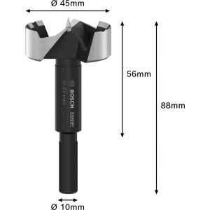 Bosch Forstnerbohrer Expert Wood, Ø 45 mm, schwarz, für präzise Holzarbeiten.