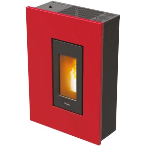 PEGASO Pelletofen Madison, Stahl Bordeaux, 5,3 kW. Moderner Ofen mit Automatik für gemütliche Wärme.