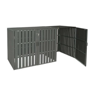 MCW Mülltonnenbox Erweiterung J28, anthrazitfarbene Verkleidung mit Tür geöffnet, 115x66x76cm
