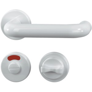 Alpertec Wanda Rosetten-Garnitur für Bad/WC-Türen, Nylon weiß, inklusive Riegel.