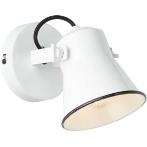 Weiße Brilliant Wandleuchte Croft mit E27 Fassung, 18 cm, ideal als Spot zur gezielten Beleuchtung.