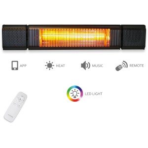 VASNER Appino BEATZZ Infrarot-Heizstrahler 2000W mit Bluetooth Musik-Box, schwarz. Inkl. Fernbedienung.