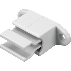 Weißer Hettich Klemmhalter für Kurbelstangen, Möbelausstattung.