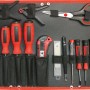 Werkzeug-Set: LUX Werkzeug-Trolley, 299-teilig, mit Schraubendrehern, Zangen, Cutter und Schere.