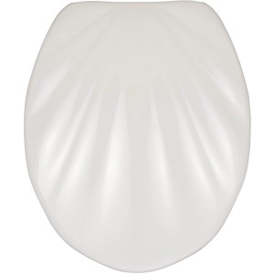 Weißer Wenko Premium WC-Sitz Muschel mit Absenkautomatik im Muscheldesign.
