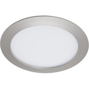 Runde LED-Einbauleuchte in Nickel matt, 17 cm Durchmesser, für Deckenmontage.