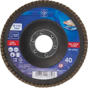 LUX Fächerschleifscheibe Multi Ø 115 mm, Körnung 40 für Winkelschleifer.