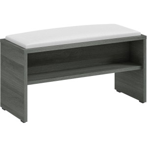 Pelipal Sitzbank 90 cm Quantum Style Graphit mit weißem Sitzkissen und Ablagefläche.
