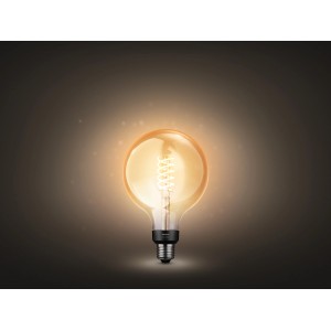 Philips Hue Filament Giant Globe LED-Lampe E27, 7W. Dimmbare Retro-Glühbirne mit warmweissem Licht.