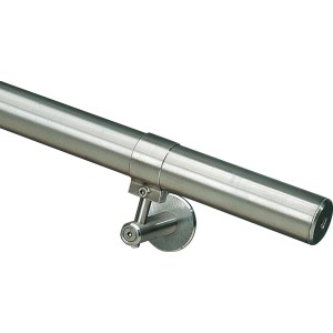 Handlauf Komplettset aus Edelstahl, 40 mm x 2000 mm, mit Halterung und Endkappe.