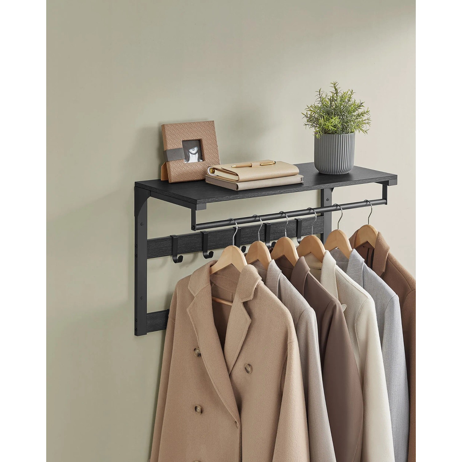 Songmics Wandgarderobe Barnet-old mit Ablage 10 Haken Schwarz
