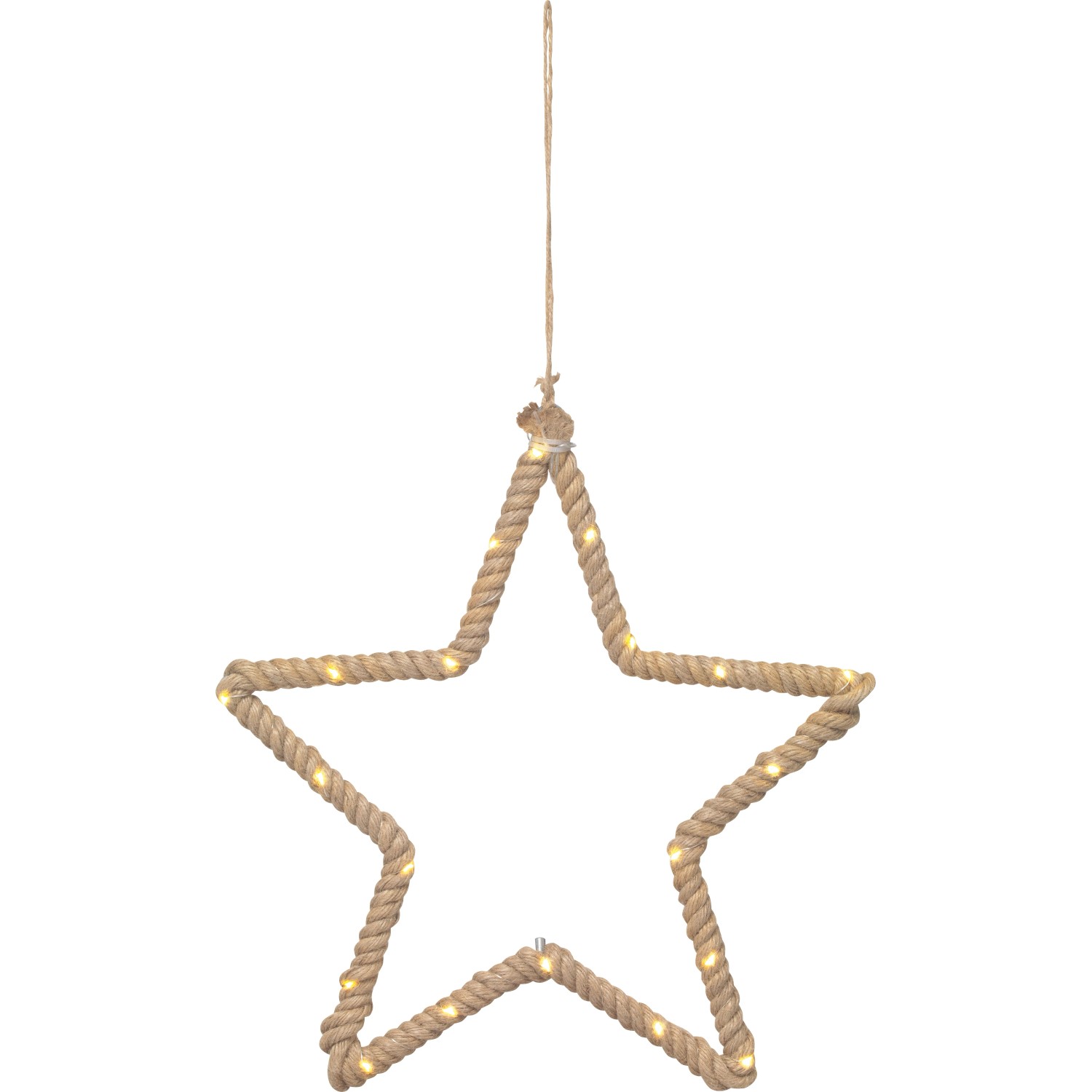 LED Deko Stern Hänger mit Juteseil für gemütliche Innen-Weihnachtsdeko.