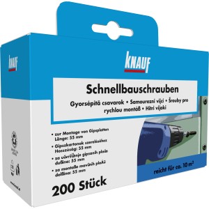 Knauf Schnellbauschrauben TN 3,5 x 55 mm, 200 Stück, für Gipskartonplatten, im Karton.