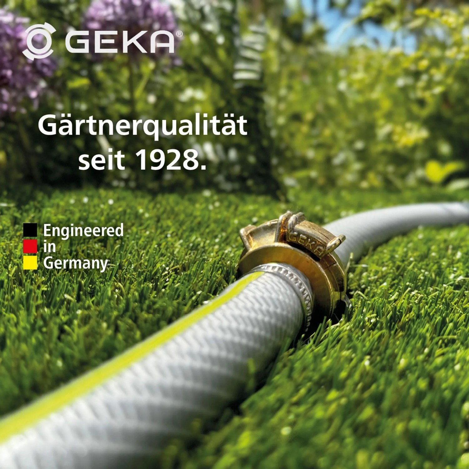 GEKA plus IBC Adapter Set mit Kugelauslaufventil und blauem Griff für Regentonnen.