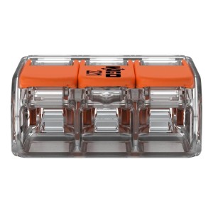 Wago Hebelklemme, 3-polig, für Leiter Ø 0,5-6mm², 5er-Set.