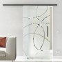 Levidor Glasschiebetür Freiburg Schwarz mit teilsatiniertem Glas, schwarzem Stangengriff und SoftClose. Modern für Wohnräume.