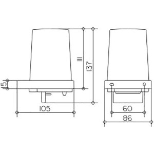 Technische Zeichnung Keuco Edition 11 Seifenspender, verchromt, mit Maßangaben.
