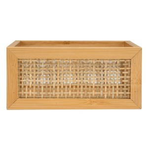 Braune Wenko Bad-Ablage Allegre aus Bambus und Rattan, 15x7x15 cm, für Badhelfer.