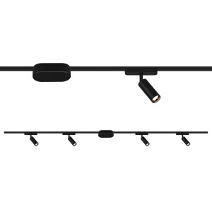 Brilo Luxtrail LED Schienensystem Starter-Set mit 4 schwenkbaren Spots, schwarz.