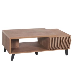 Couchtisch M45 in Holzoptik mit zwei Schubladen und Ablageflächen.