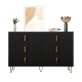 okwish Sideboard mit Goldgriffen Stauraum Wohnzimmer 120x40x77cm Schwarz