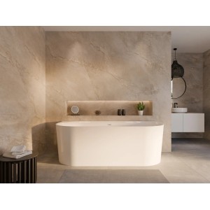 Freistehende, weiße Ottofond Badewanne Mince 170 cm im modernen Badezimmer.