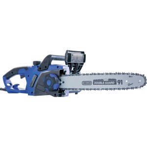 LUX Elektro-Kettensäge E-KS-2400/40 A, blaue Motorsäge mit 40 cm Schnittlänge.